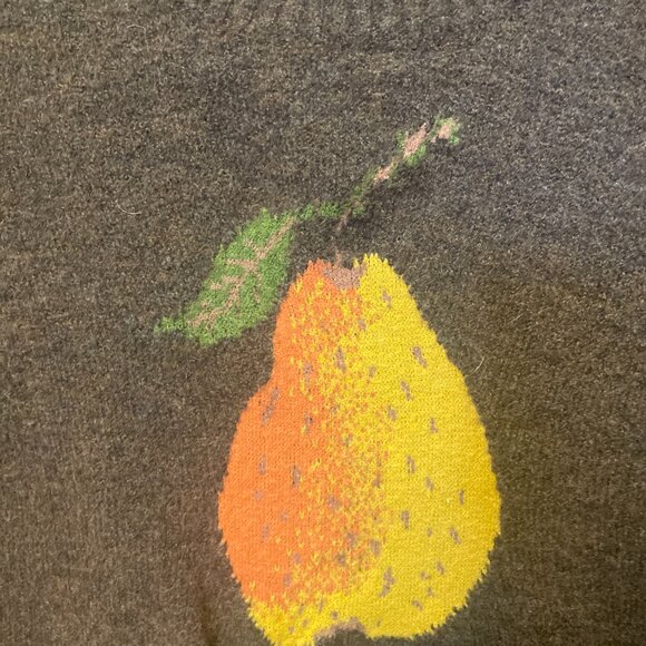 Cider Knit Wool-blend Round Neckline Pear Graphic Sweater Vest - Picture 2 of 3